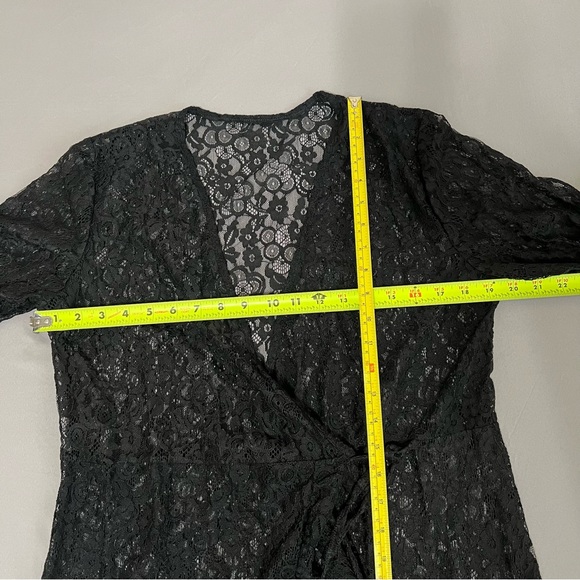 Floral print Lace long maxi wrap dress cover up blouse Tie waist Wrap design L - Picture 13 of 15